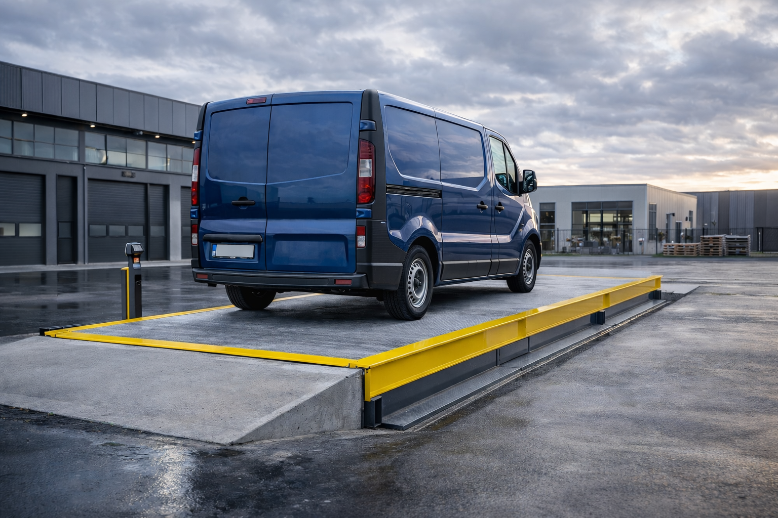 pomiar wagi samochodowej – pojazd dostawczy na wadze najazdowej